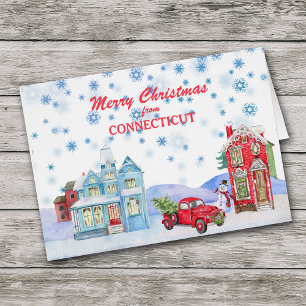 Village de neige du Connecticut Carte de Noël