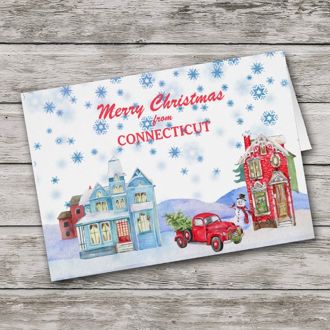 Village de neige du Connecticut Carte de Noël (Créateur téléchargé)