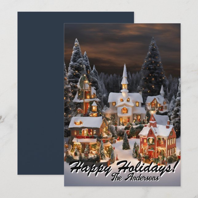 Village de Noël 5, Joyeuses fêtes, Carte de Noël (Devant / Derrière)