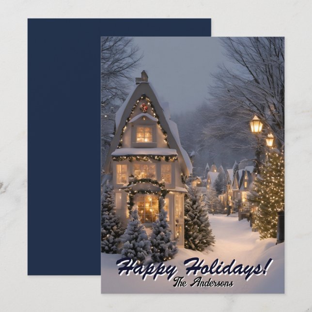 Village de Noël 9, Joyeuses fêtes, Carte de Noël (Devant / Derrière)