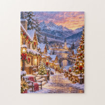 Village de Noël enneigé Puzzle de 252 pièces