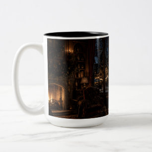 Village de Noël Fenêtre Mug Noir