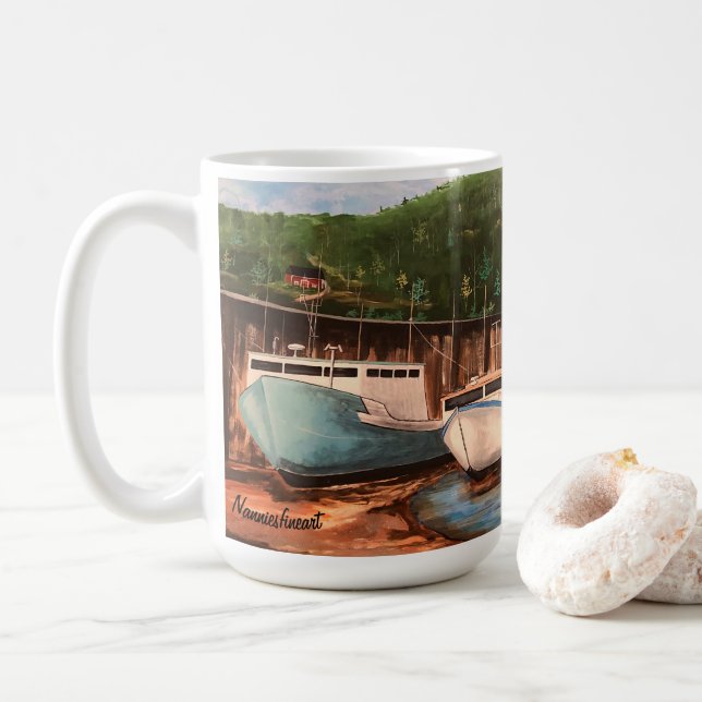 Village de pêcheurs Mug d'art original (Avec donut)