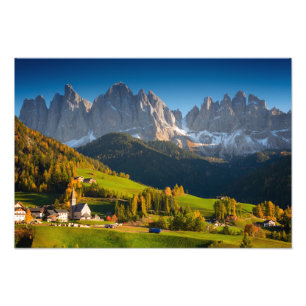 Village des Dolomites en automne photo imprimer