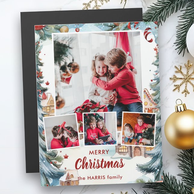 Village des neiges d'hiver Festif à quatre photos (Créateur téléchargé)