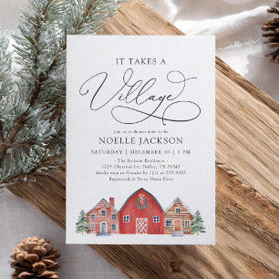 Village d'hiver Baby shower de Noël Invitation
