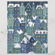 Village d'hiver enneigé Papier scrapbook Maisons b
