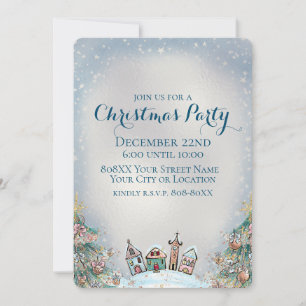 Village d'hiver et arbres de Noël Invitation