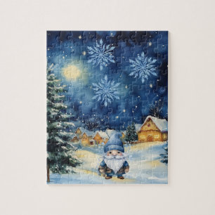 Village d'hiver et Gnome Jigsaw Puzzle