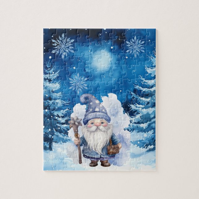 Village d'hiver et Gnome Jigsaw Puzzle (Vertical)