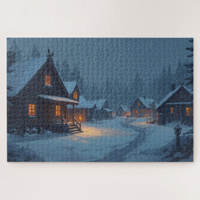 Village d'hiver nordique Puzzle (Horizontal)