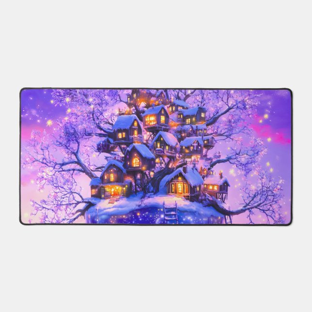 Village enneigé de l'arbre de fantasy d'hiver pays (Recto)