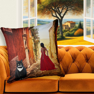 Village italien romantique Coussin d'art