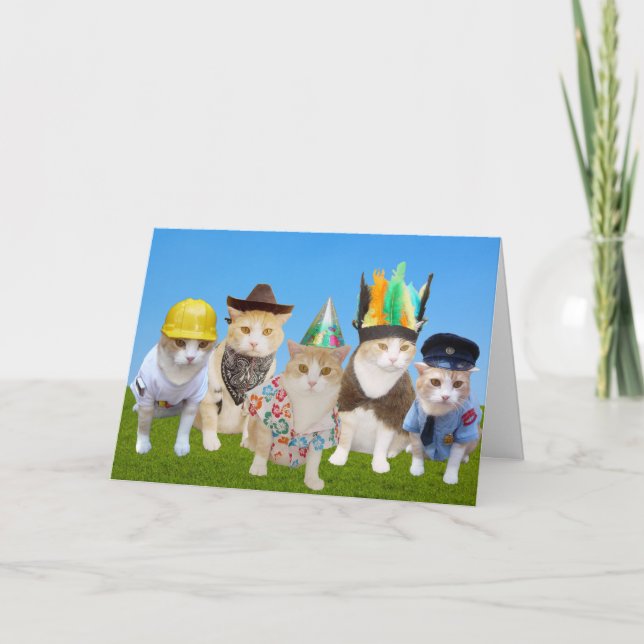 Village Kitties Funny Carte d'anniversaire (Devant)