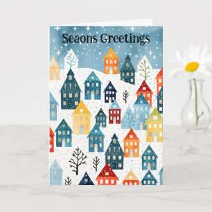 Village paisible sous la neige Carte de Noël