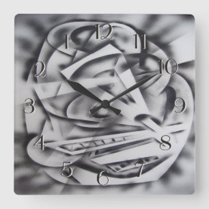 Ville au repos horloge arrière noir et blanc