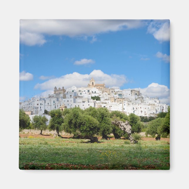 Ville blanche Ostuni avec oliviers, aimant des Pou (Devant)