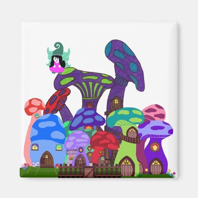 Ville champignon avec magnet de fée (Devant)