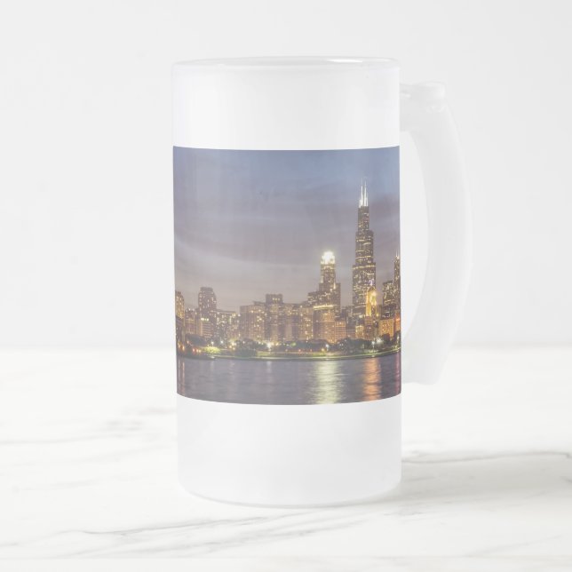 Ville de Chicago Night Froid Verre Beer Mug (Devant droit)