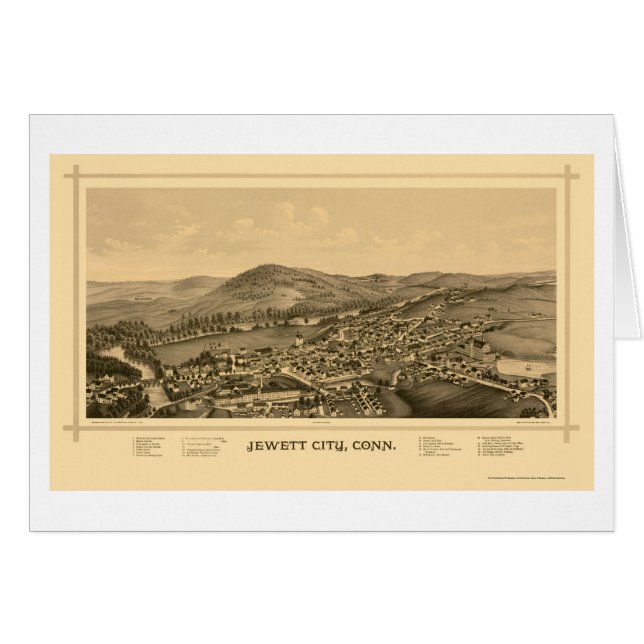 Ville de Jewett, carte panoramique de CT - 1889 (Devant horizontal)