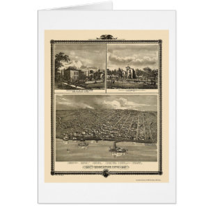 Ville de Muscatine, carte panoramique d'IA - 1875