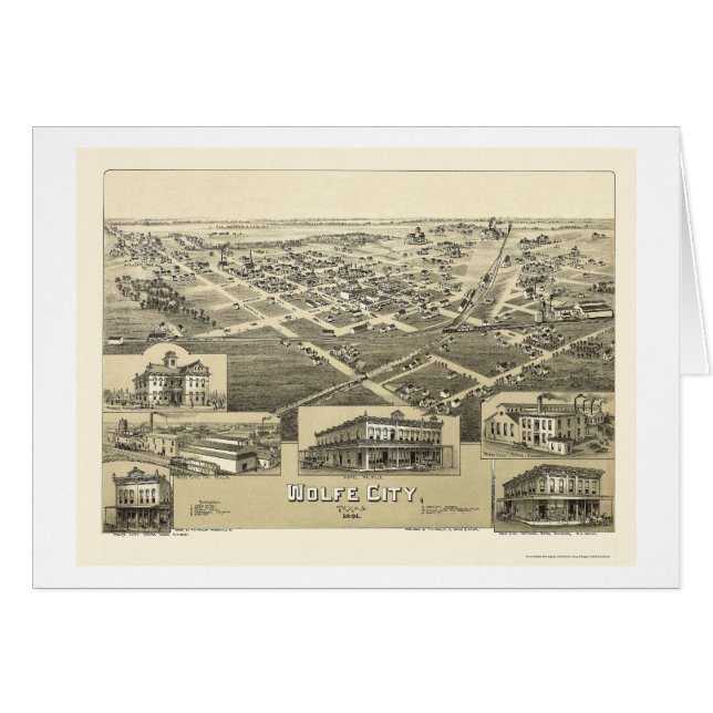 Ville de Wolfe, carte panoramique de TX - 1891 (Devant horizontal)