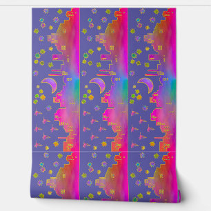 Ville d'étoiles à minuit Bordure de papier peint d