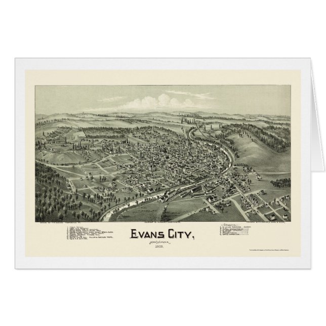 Ville d'Evans, carte panoramique de PA - 1900 (Devant horizontal)
