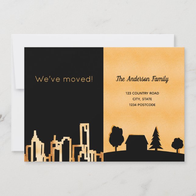 Ville d'or noir déménager faire-part (Devant)