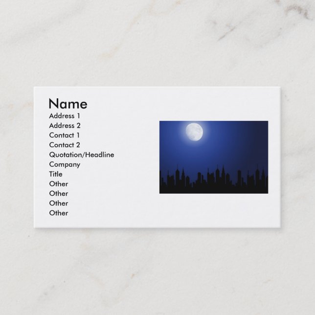 Ville en Carte de visite de nuit (Devant)