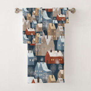 Ville moderne d'hiver nordique Whimsical Scandinav