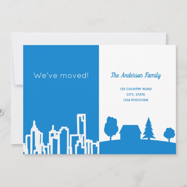 Ville pays bleu blanc faire-part (Devant)