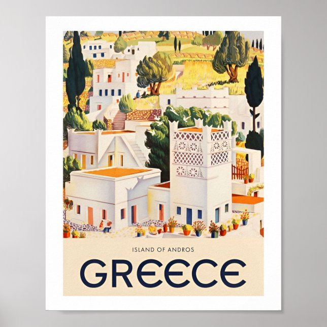 Ville Vintage Grèce Affiches de voyage (Devant)