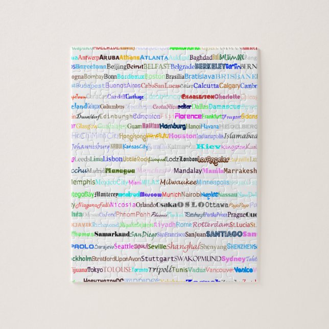 Villes Du Monde Texte Design II Puzzle (Vertical)