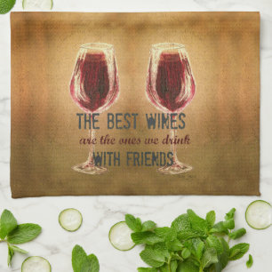 Vin avec des serviettes de cuisine d'amis
