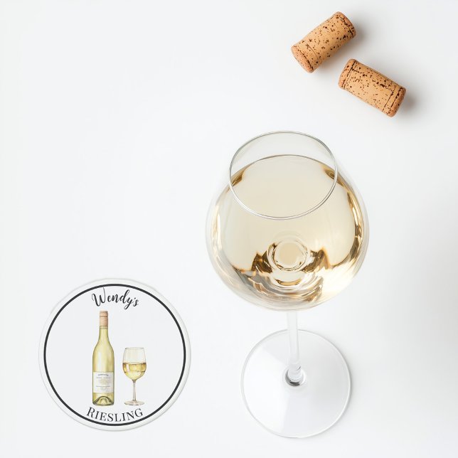 Vin blanc Dessous de verre - Vin personnalisé (Personalized white wine stone coaster)