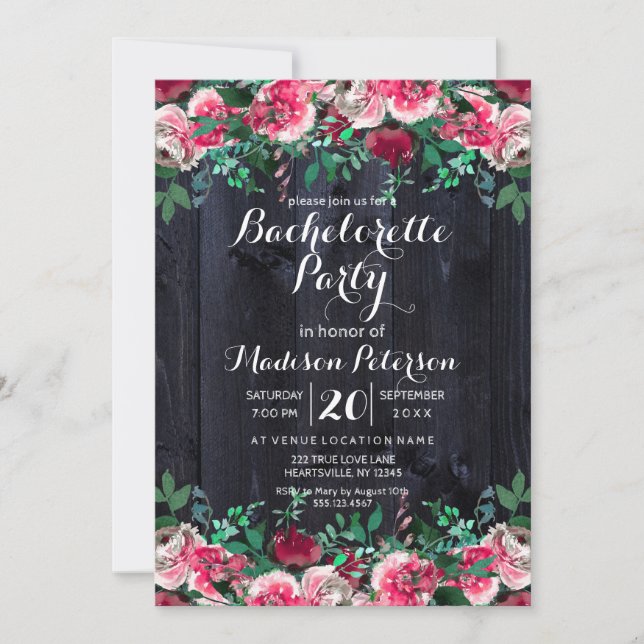 Vin Blush & Navy Bachelorette Party Invitation (Devant)