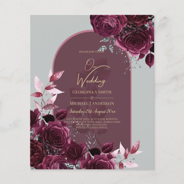 Vin Bourgogne Rose Gold Texte Mariage INVITE (Devant)