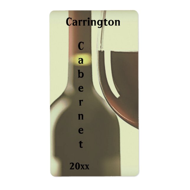 Vin bouteille et verre Étiquette à vin (Devant)