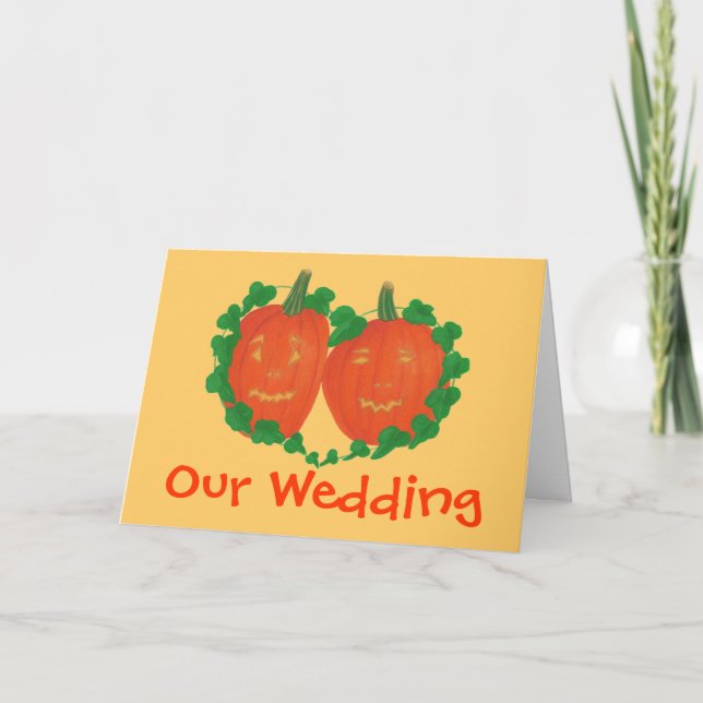 Vin Coeur citrouille, Orange Mariage Invitations (Devant)