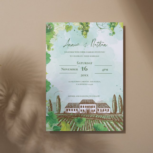 Vin Country Dream Vignoble Faire-part de mariage (Wine Country Dream Vineyard Wedding Invitation)