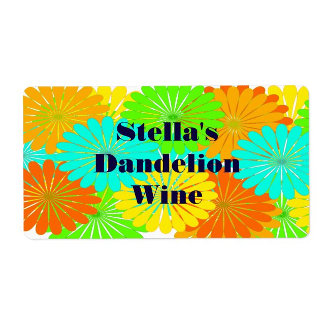 Vin Dandelion fait maison sur mesure Étiquettes ca (Devant)