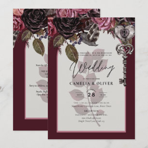 Vin de Bourgogne Floral Mariage Automne INVITATION