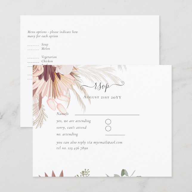 Vin de Bourgogne Pampas Grass Mariage Tropical (Devant / Derrière)