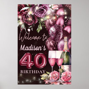 Vin de luxe Magenta 40e anniversaire Affiche de bi