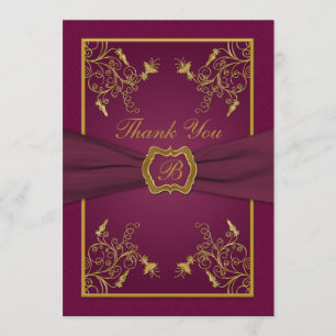 Vin de prune et Carte de remerciements de monogram