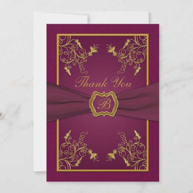 Vin de prune et Carte de remerciements de monogram (Devant)