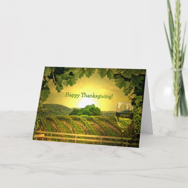 Vin de thanksgiving et carte de voeux de vignoble (Devant)