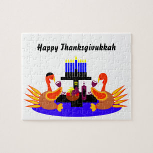 Vin de Thanksgivukkah grillant le puzzle de dindes