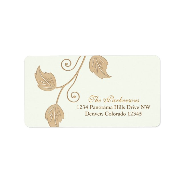 Vin et Feuille Mariage Étiquette de adresse (Devant)